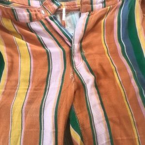 Free People orange and multi color striped La Paz pants Size 4